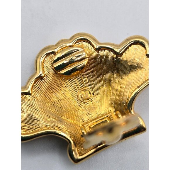 Vintage Signed Swarovksi unique Designed Rare Clip Earrings with Swan GP - Picture 2 of 4